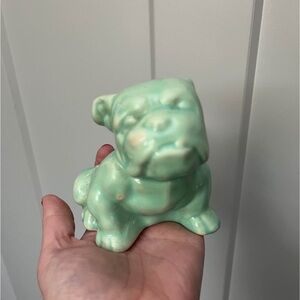 Morton Pottery Vintage Mid Century mint Green English Bulldog Planter 4”